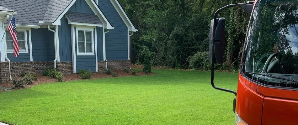 Healthy green lawn at a home in Braselton, GA.